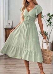Sage Green Corset Short Sleeve V Neck Dress | thumb picture 