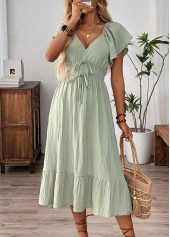 Sage Green Corset Short Sleeve V Neck Dress | thumb picture 