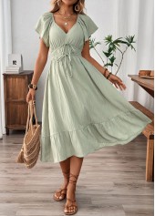 Sage Green Corset Short Sleeve V Neck Dress | thumb picture 
