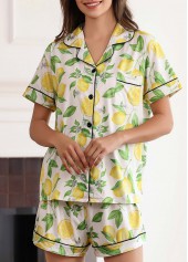 Light Yellow Fruit Printing Lounge Top and Shorts | thumb picture 