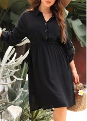 Black Split Button Ruched Cover Up | thumb picture 