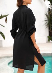 Black Split Button Ruched Cover Up | thumb picture 