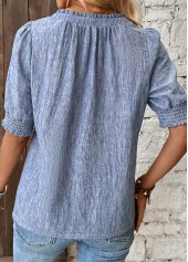 Denim Blue Tummy Coverage Half Sleeve V Neck Blouse | thumb picture 