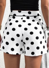 White Polka Dot Zipper Fly Mid Waisted Shorts | thumb picture 