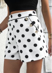 White Polka Dot Zipper Fly Mid Waisted Shorts | thumb picture 