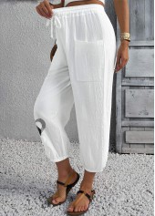 White Heart Print Jogger Elastic Waist High Waisted Pants | thumb picture 