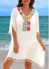 Tummy Coverage Tassel White Cover Up