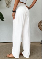 White Straight Leg Elastic Waist High Waisted Pants | thumb picture 