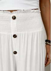 White Straight Leg Elastic Waist High Waisted Pants | thumb picture 