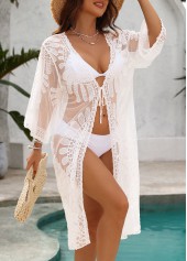 White Tie 3/4 Sleeve Cover Up | thumb picture 