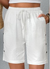 White Elastic Waist High Waisted Shorts | thumb picture 