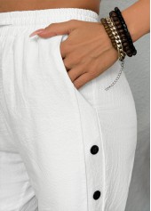 White Elastic Waist High Waisted Shorts | thumb picture 