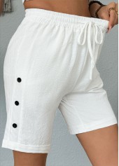White Elastic Waist High Waisted Shorts | thumb picture 