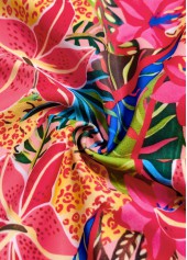 Mid Waisted Tropical Plants Print Pink Bikini Set | thumb picture 