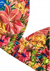 Mid Waisted Tropical Plants Print Pink Bikini Set | thumb picture 
