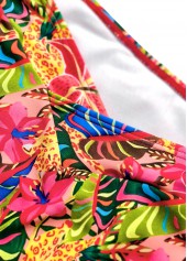 Mid Waisted Tropical Plants Print Pink Bikini Set | thumb picture 
