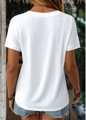 White Short Sleeve V Neck T Shirt | thumb picture 
