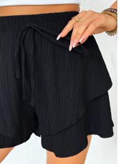 Black Wide Leg Elastic Waist High Waisted Shorts | thumb picture 