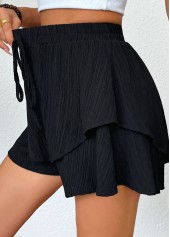 Black Wide Leg Elastic Waist High Waisted Shorts | thumb picture 
