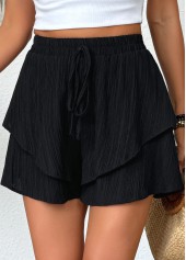 Black Wide Leg Elastic Waist High Waisted Shorts | thumb picture 