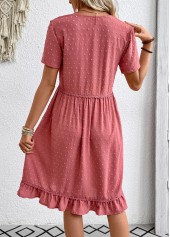 Coral A Line Short Sleeve V Neck Dress | thumb picture 