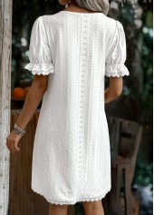 White Short Sleeve V Neck Dress | thumb picture 