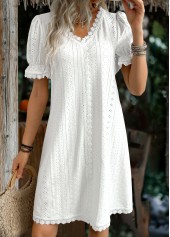 White Short Sleeve V Neck Dress | thumb picture 