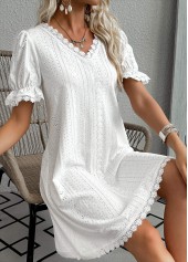 White Short Sleeve V Neck Dress | thumb picture 