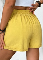 Yellow Elastic Waist High Waisted Shorts | thumb picture 