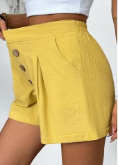 Yellow Elastic Waist High Waisted Shorts | thumb picture 