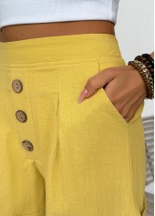 Yellow Elastic Waist High Waisted Shorts | thumb picture 