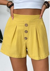 Yellow Elastic Waist High Waisted Shorts | thumb picture 