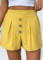 Yellow Elastic Waist High Waisted Shorts | thumb picture 