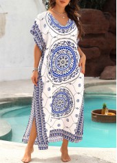 Tummy Coverage Tribal Print White Cover Up | thumb picture 