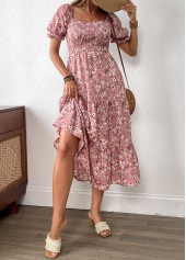 Pink Ditsy Floral Print Patchwork Short Sleeve Dress | thumb picture 