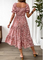 Pink Ditsy Floral Print Patchwork Short Sleeve Dress | thumb picture 