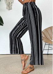Black Tribal Print Straight Leg Elastic Waist Pants | thumb picture 