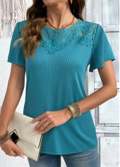 Turquoise Short Sleeve Round Neck T Shirt | thumb picture 