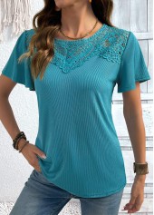 Turquoise Short Sleeve Round Neck T Shirt | thumb picture 