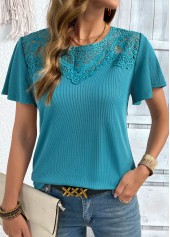 Turquoise Short Sleeve Round Neck T Shirt | thumb picture 
