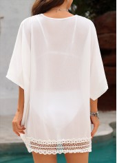 White 3/4 Sleeve V Neck Cover Up | thumb picture 