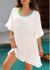 Patchwork Round Neck Beige Cover Up | thumb picture 