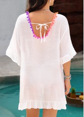 Patchwork Round Neck Beige Cover Up | thumb picture 