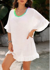 Patchwork Round Neck Beige Cover Up | thumb picture 