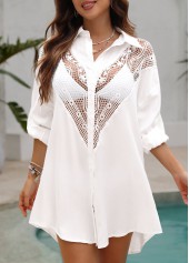 White Color Patchwork Detail Cover Up | thumb picture 