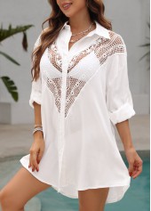White Color Patchwork Detail Cover Up | thumb picture 