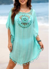 Mint Green Tassel Hollow Cover Up | thumb picture 