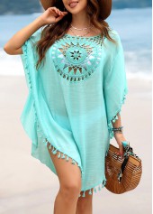 Mint Green Tassel Hollow Cover Up | thumb picture 