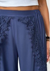 Denim Blue Wide Leg Elastic Waist Mid Waisted Pants | thumb picture 