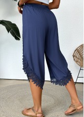 Denim Blue Wide Leg Elastic Waist Mid Waisted Pants | thumb picture 